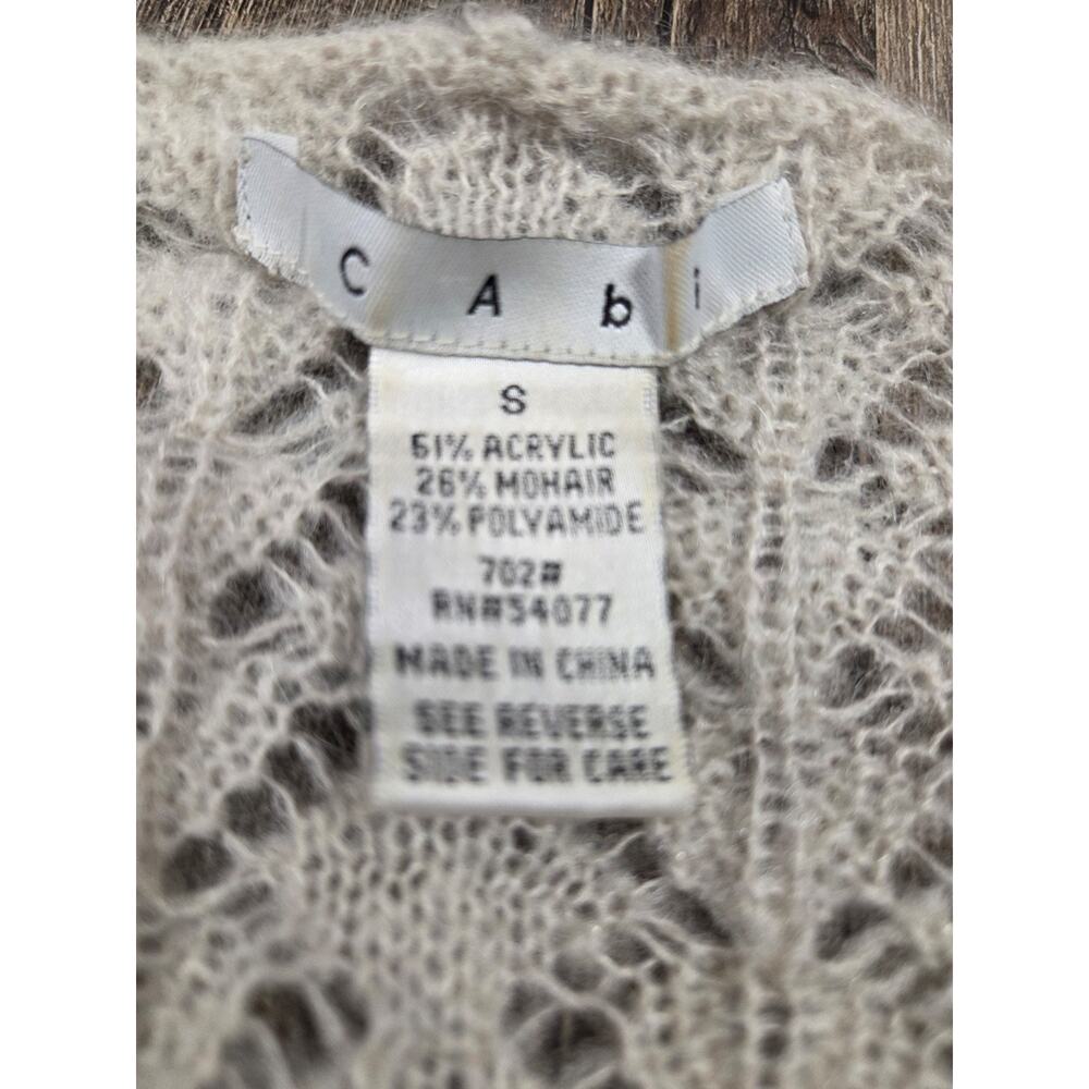 Cabi Cream Mohair Blend Open Knit V Neck Boho Thin Sweater Blouse Small Shirt - Picture 2 of 4
